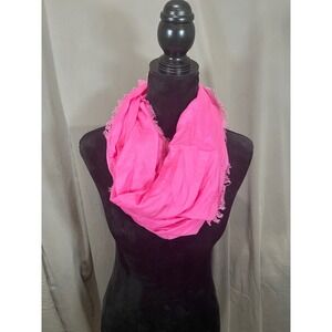 Hot Pink Infinity Scarf Frayed Edge Lightweight Loop Scarf‎ Neon Pink Accessory